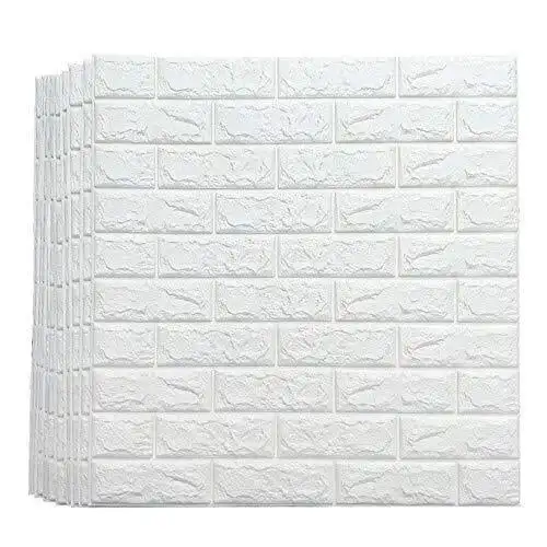 Strong Adhesive White Color Effect Classical Design Decorative Living Bedroom Wall Paper 3d Foam Brick Sticker