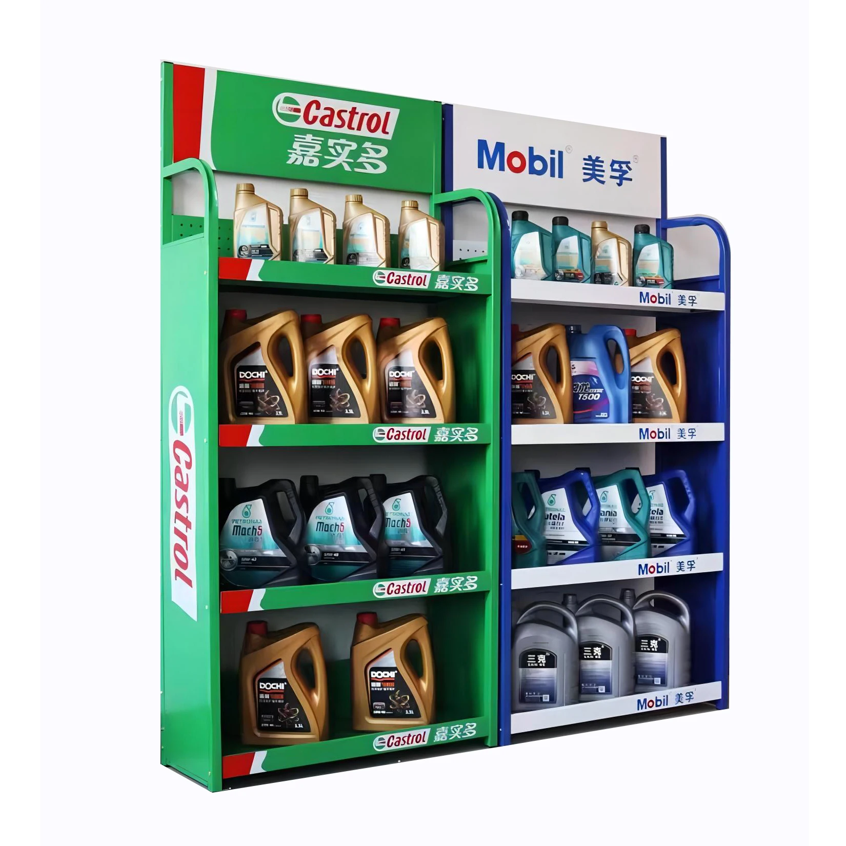 Factory custom durable floor metal engine oil display stand,motor oil display shelf,lubricating oil display rack