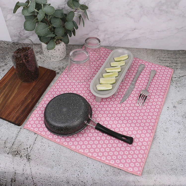 K & B Kitchen Microfiber Dish Dry Mat Quick Dry Absorbent Table Mat For Kitchen Counter