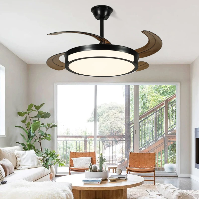 Modern 36W LED Ceiling ABS Fan with Light 36/42 Inches Super Silent Remote Control DC Motor for Home Living Room Bedroom