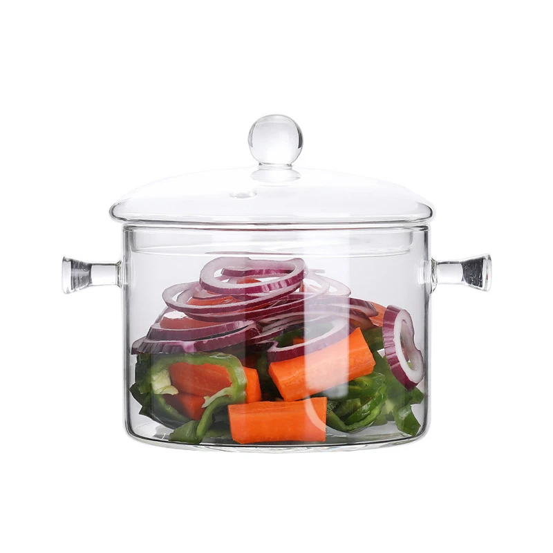 big size transparent clear double-ear cooking pot borosilicate pyrex glass cooking pot