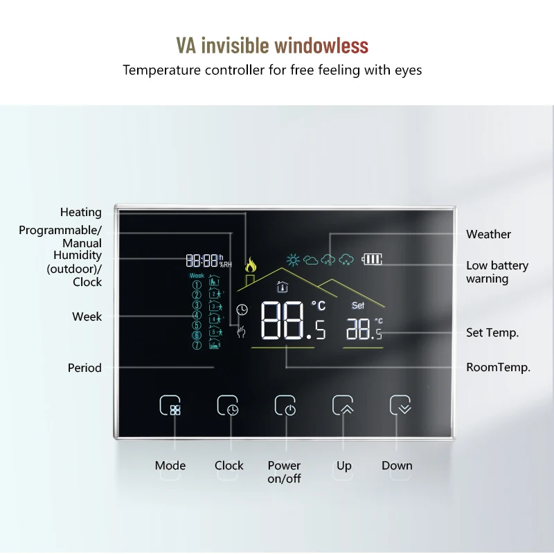Home Apartment Office Household Smart Wifi Programmable Heat Termostato RF Heating Thermostat