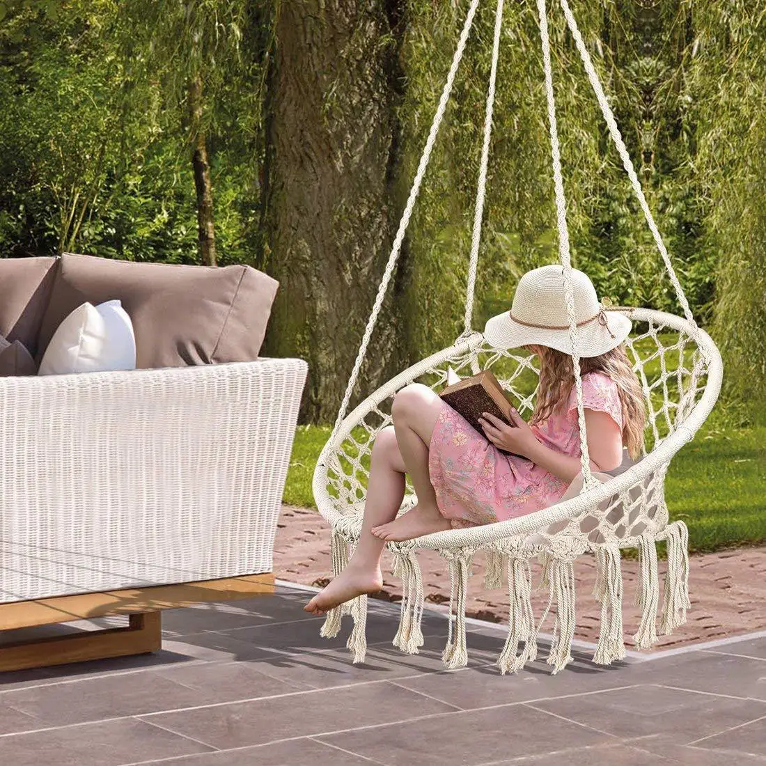 2022 bestseller 2021 rope Close to nature hammock Baby patio garden tassels swing chair