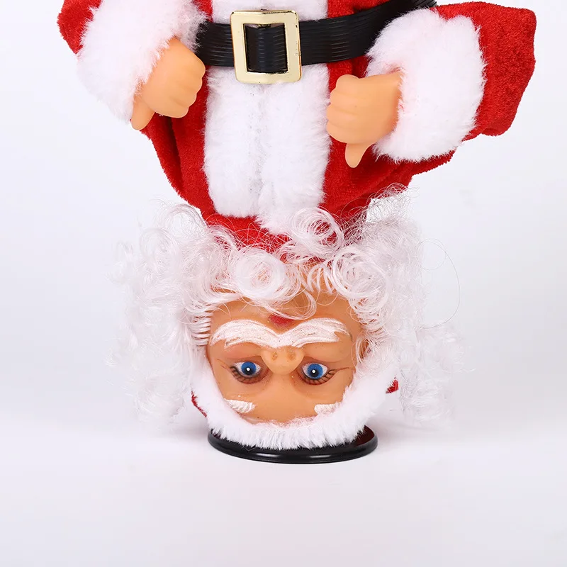 Wholesale Electric Santa Claus Rotating Decor Christmas Dolls Musical Inverted Santa Claus for Holiday Gift