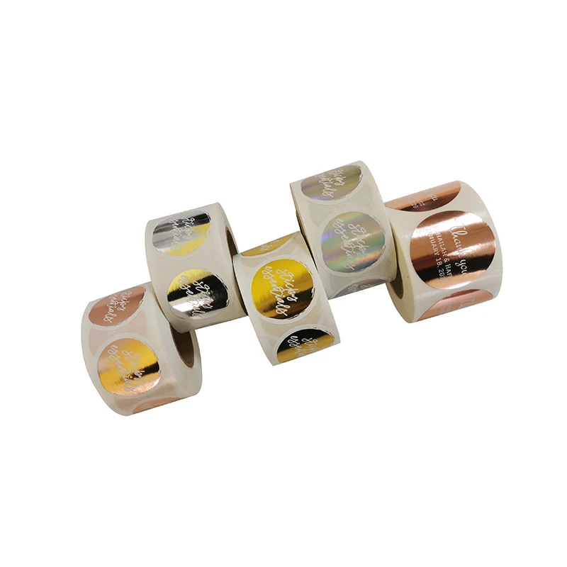 Logo Printed cosmetic Sticker Adhesive Roll round packaging Label custom gold foil stickers