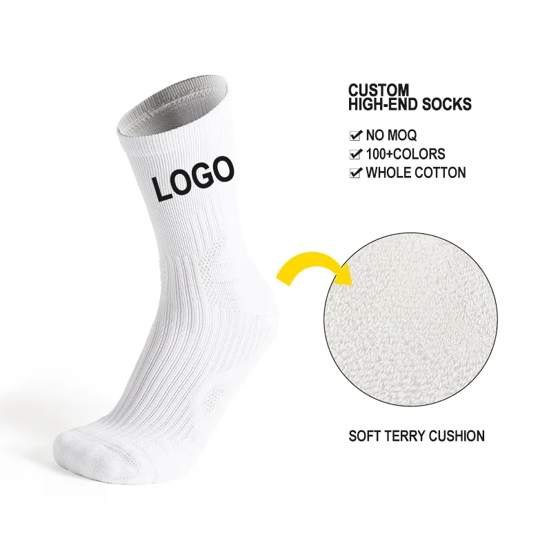 Compression Unisex Crew Grip Cotton Bamboo Custom Logo High Quality Football Colorful Printing Designer Sport Custom Socks