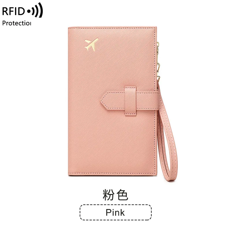 Новинка RFID Saffiano PU Сумка для паспорта на молнии с пряжкой Держатель держателем ручки многофункциональный длинный женский кошелек