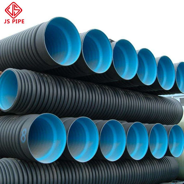 JS SN4 SN8 SN16 18 дюймов HDPE двойная гофрированная полиэтиленовая дренажная труба dwc hdpe пластиковая сточная