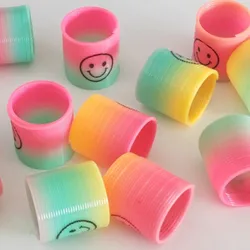 Small Plastic Rainbow Smiling Face Spring Coil Toys Magic Spring classic Educational Gift For Kids