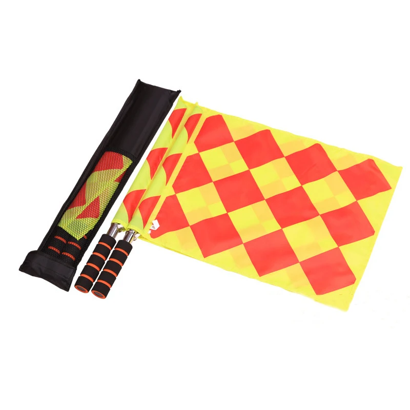 Yellow Small Grid Signal Flag Sports Teacher Referee Flag Football Referee Flags football soccer