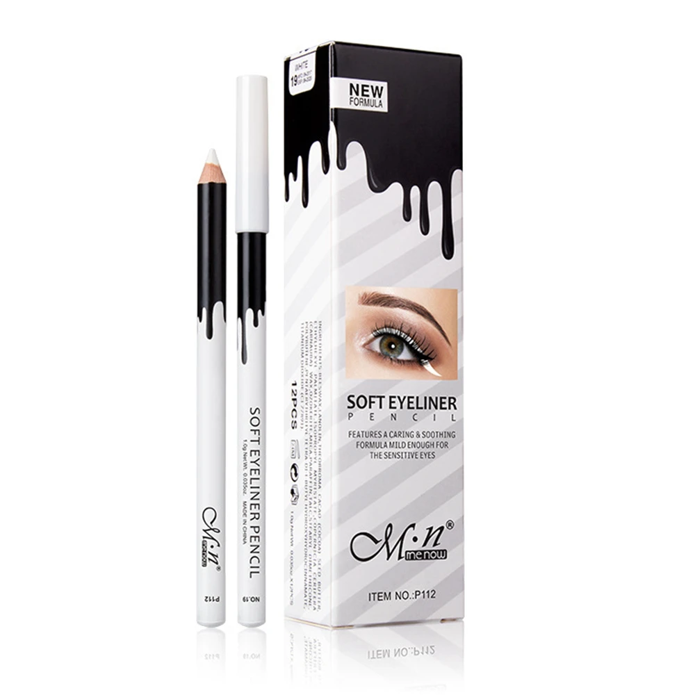 Custom Silky Wood Cosmetic Waterproof Private Label 12Pcs Eye Makeup White Eyeliner Pencil
