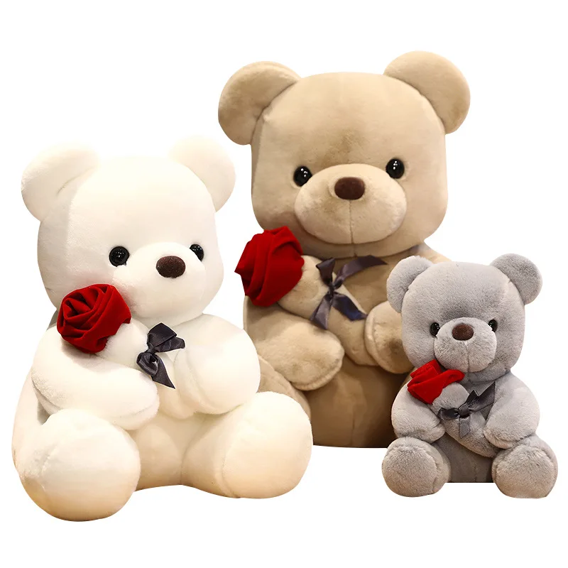 Top Class Colorful Cartoon Rose Teddy Bear Plush Toy Pp Cotton Fashion Soft Teddy Bear