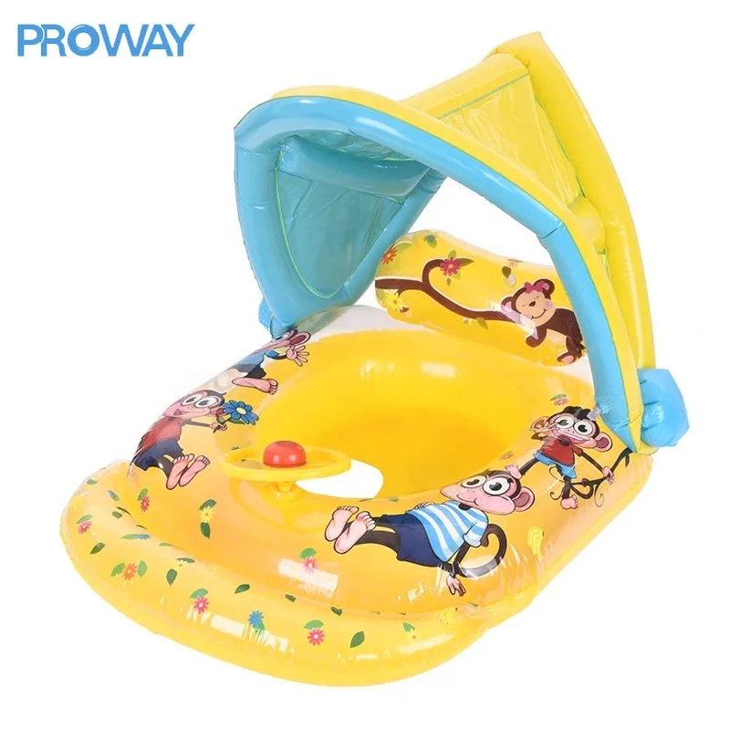 Inflatable Baby Swim Pool Float Seat Ring Canopy Kids Floatie