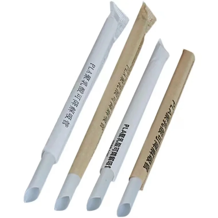 Eco-friendly 1.2*23cm PLA Plastic Straw For Boba With Custom Logo Individual Package
