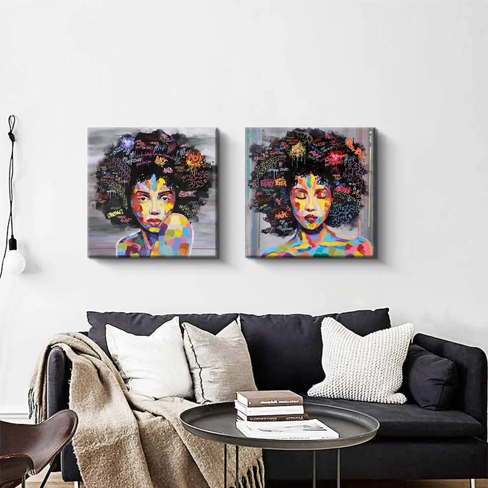 Morden Decoration Wall Street Poster Pop Art Handpainted Canvas Oil Paintings African American Black Art Graffiti Art Print