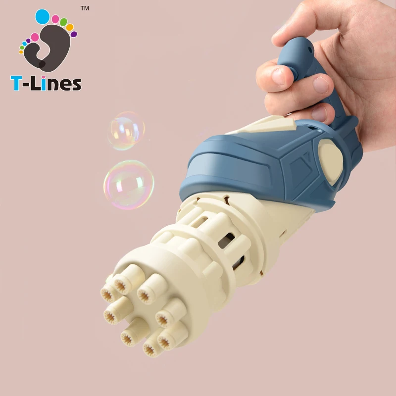 Hot Selling Outdoor Summer 8-Hole Gatling Bubble Gun Multi-color Automatic Electric Bubbles For Kids