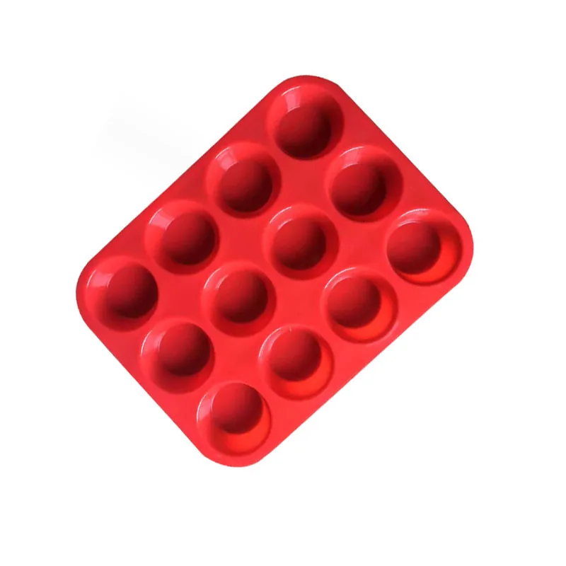 Popular 12pcs Cupcake Silicone Cake Mold Food Grade Silicone Baking Mini Cake Silicone Mold