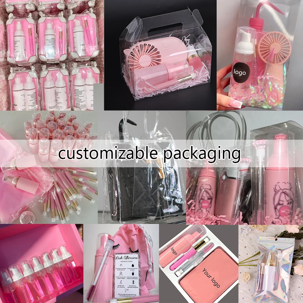 Private Label Tear Free Eye Lash Extensions Shampoo Concentrate Kit Custom Logo Lash Shampoo Box Packaging