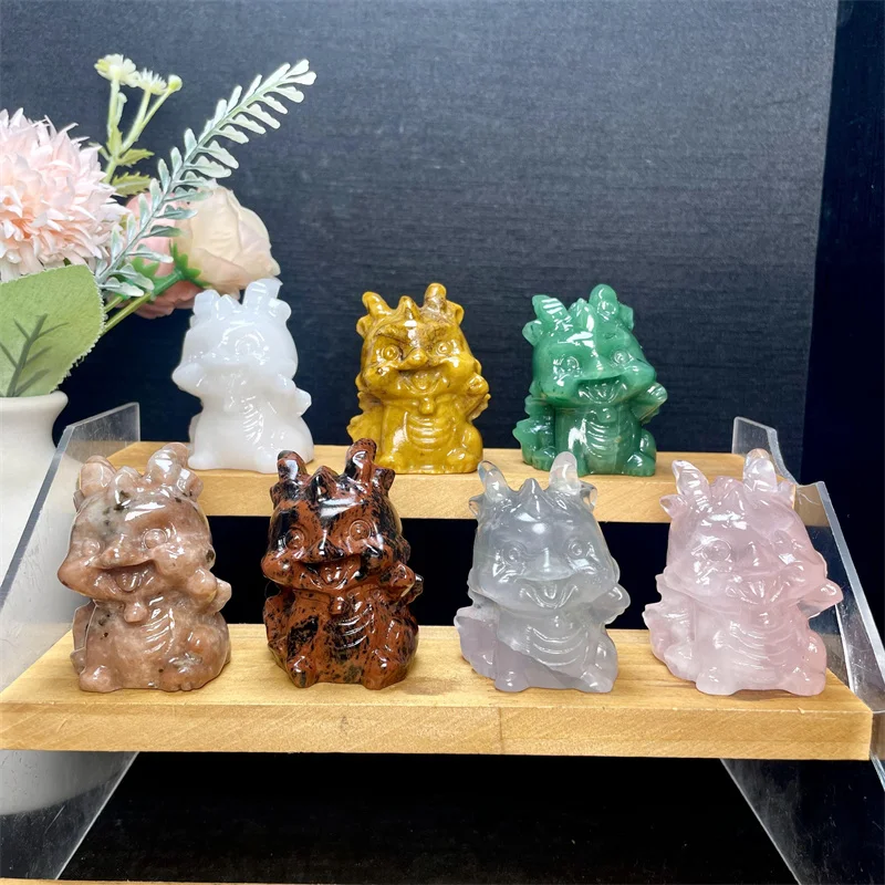 Wholesale Crystal Crafts Engraving Products High Quality Mixed Quartz Crystal Dragon Carving For Gifts