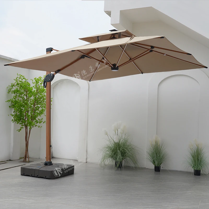 Outdoor Leisure Sunshade Umbrella Swimming Pool Beach Hydraulic Cantilever Umbrella UV protection Double Topped Sun Umbrella