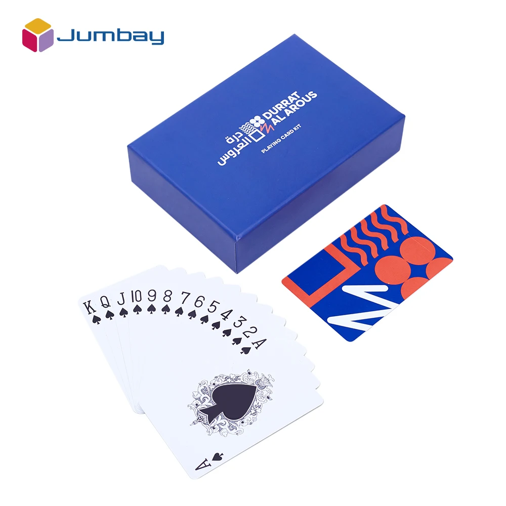 Custumised Intensity POP Art Linen Finish Mold Arabic Plastic Luxury Type Playing Cards With Our Logo On Them