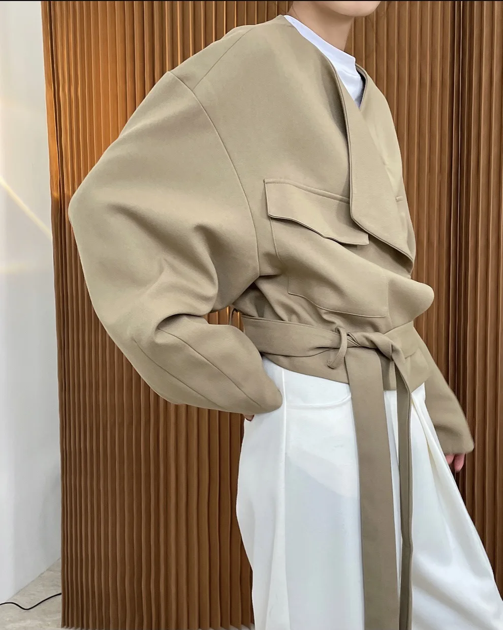 Women Coat Asymmetry Bandage Short Khaki Black Coats And Jackets Women Irregular All Match Loose Casual Coat Top