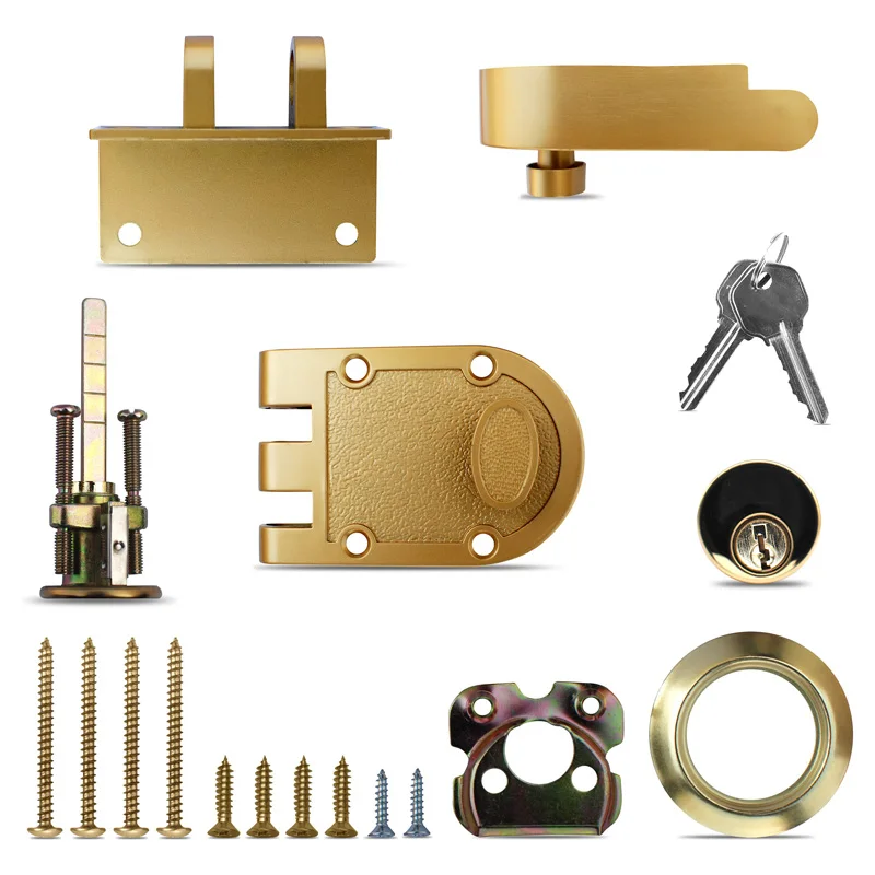 Bronze Jimmy Proof Style Anti-Theft Night Latch Bolt Rim Lock Zinc Cylinder Traditional Antique Gold Finish Brass Deadbolt Lock
