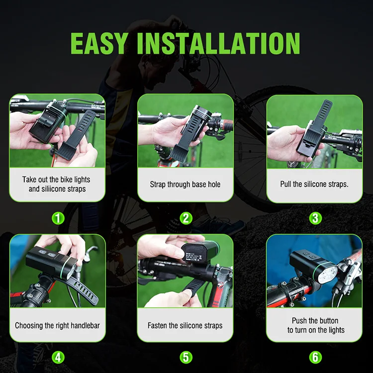 BORUiT 4000 lumens LED Bicycle Headlight Aluminum Alloy Rechargeable Waterproof Outdoor for Night Riding Lighting Bike Lights