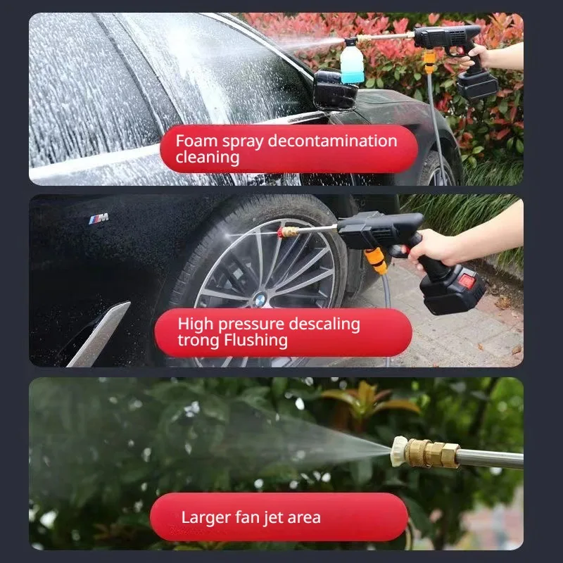 Portable High-Pressure Wireless Car Washer with Lithium Battery Water Spray Gun for Cleaning Cars and Garden Easy to Use