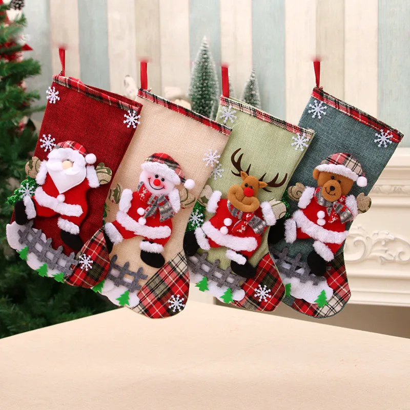 New year Snowman Santa Elk candy gift bag christmas tree ornaments decoration sublimation stockings christmas stocking