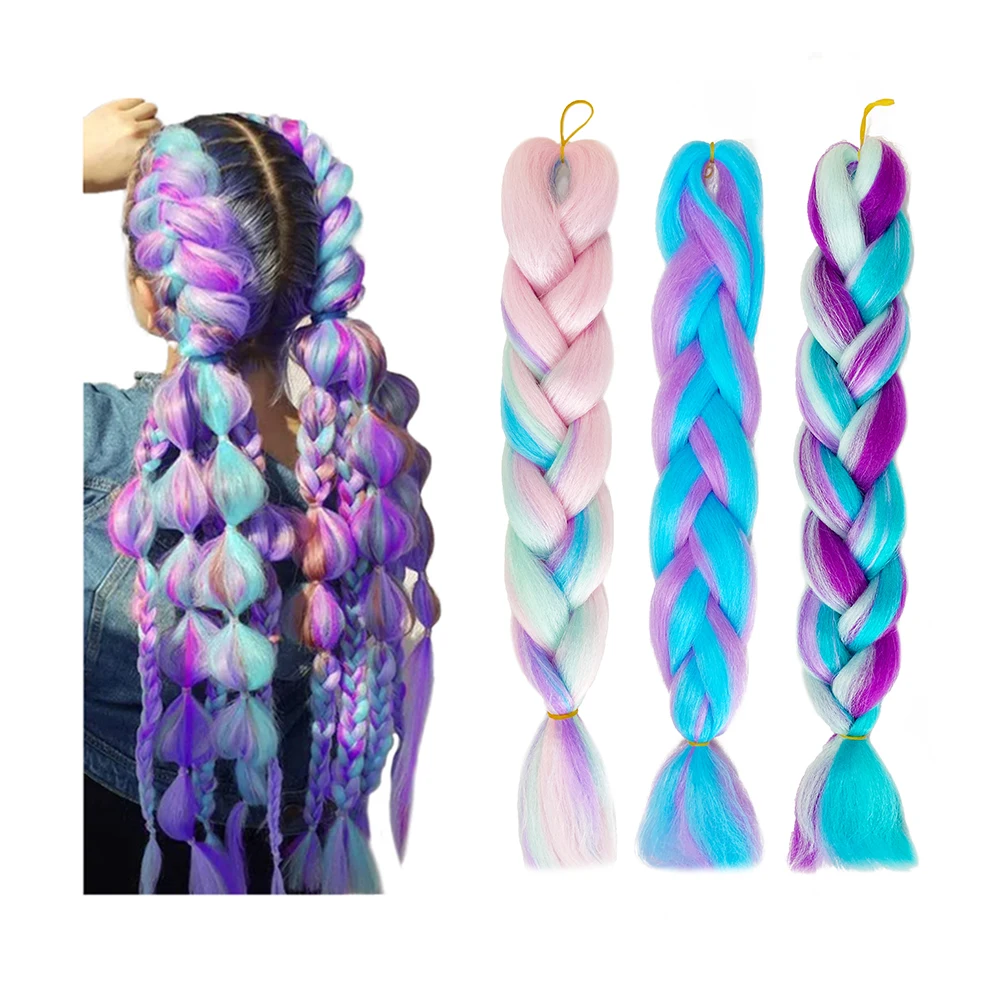 Hot Sale 24inch 100g Crochet Box Jumbo Hair Braids Extension Straight Synthetic Jumbo Braiding Hair