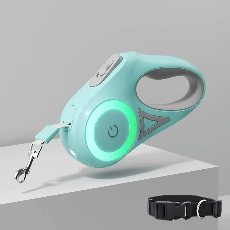 Automatic 3M 5M Retractable Dog Leash LED Luminous Leading Fashion Light Straps For Dog Puppy Pet Flexi Walking Running Lead