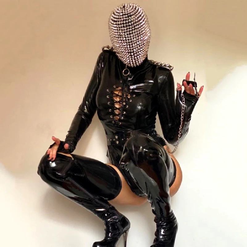 Full Coverage Custom infinite-lighting Couture Silver Spiked Mask,Golden Silver Spike Mask