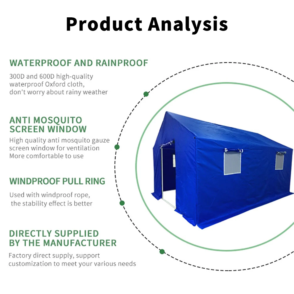 FEAMONT Single-Layer Waterproof Oxford Polyester Disaster Relief Tent Windproof Emergency Shelter Outdoor Wholesaler Price