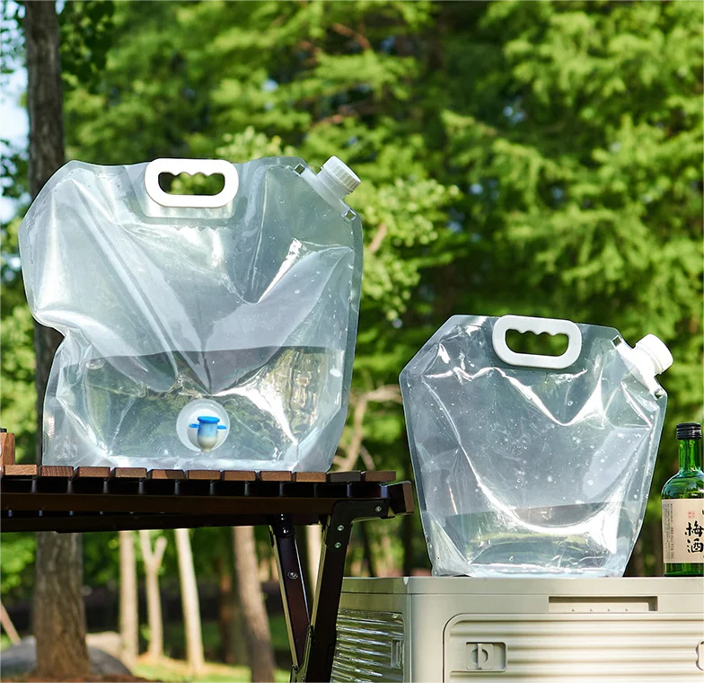 Custom 2L,3L,4L,5L Camping Spout kangen 5 liter Plastic Water Bag With Cap and Cut Handle