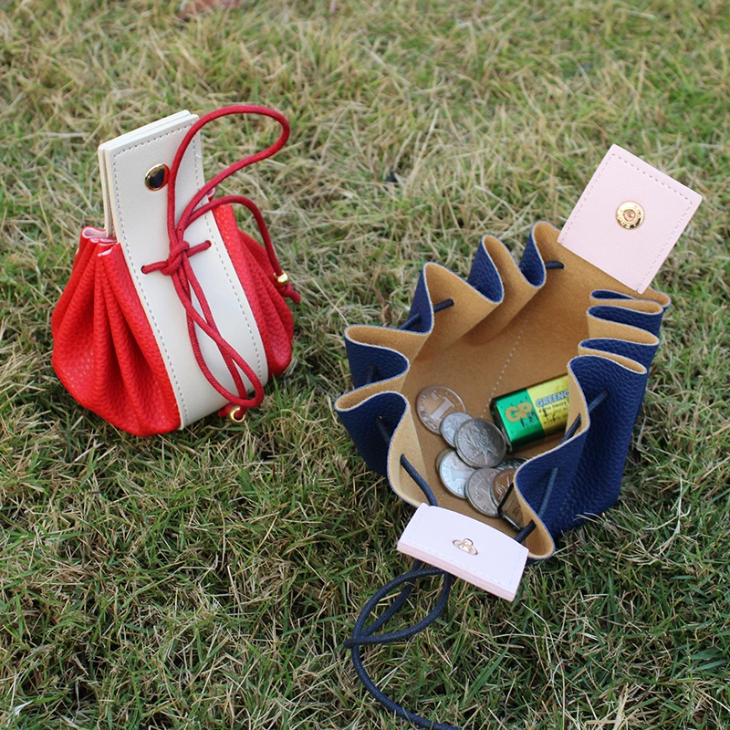 Vegan Leather Game Dice Tray Pouch Bag Drawstring Coin Purses Camping Tool Holder Bag