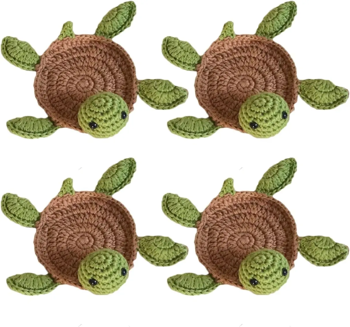 Crochet Tortoise  Drinks Coasters Funny Handmade Woven Coaster Set Cute Turtle Shaped Mug Cup Mat