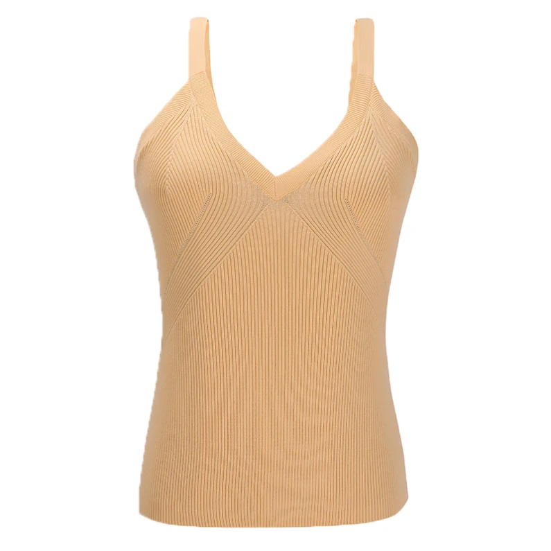 Приталенный топ с v-образным вырезом для девочек абрикосового цвета