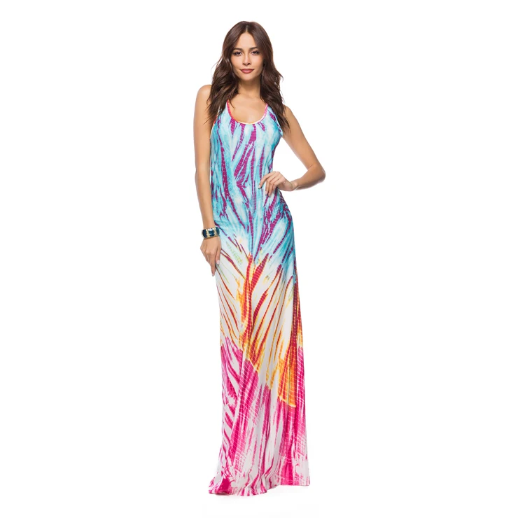Milk Silk Women Sublimation Print Long Beach Dress
