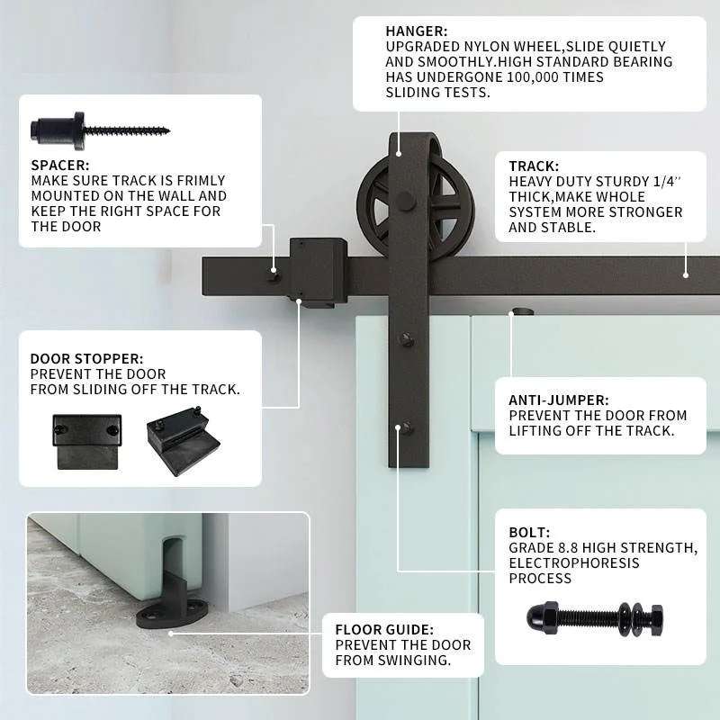 Manufacturer Direct Sales Barn Door Hard Antique Style Wooden Sliding Barn Door Track Hardware