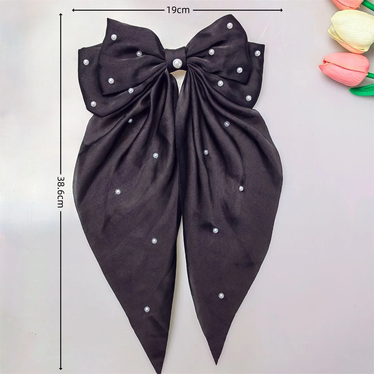 Wholesale Large Silk Satin Fabric Hair Bow Clip with Long Tail Ribbon Bows Big Hair Accessories Metal Barrettes for Women Girls