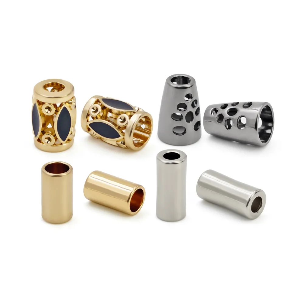 Garment gold black string ends swimwear drawstring bikini rope end stop metal cap stopper cord end for bikini swimwear cord