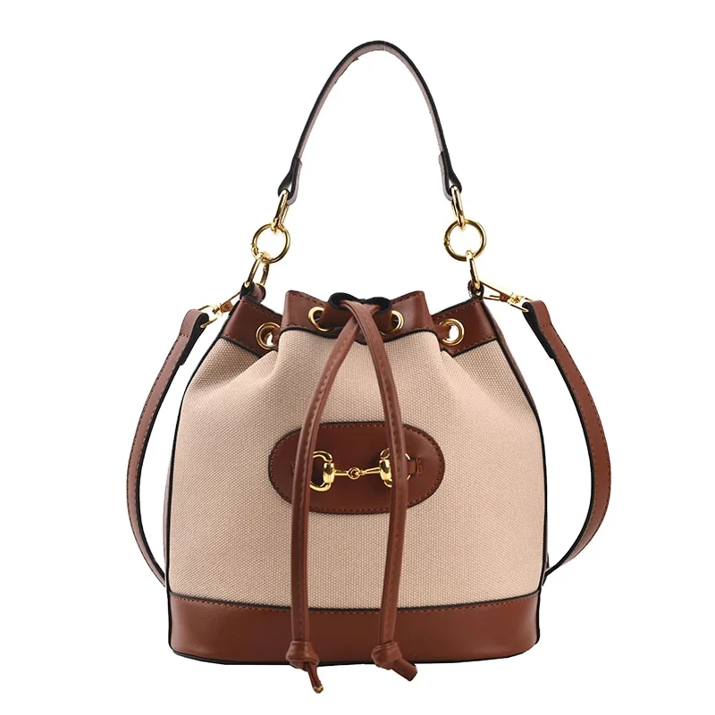 Shoulder handbags 2021 new PU stitching drawstring underarm shoulder bag tide messenger bag