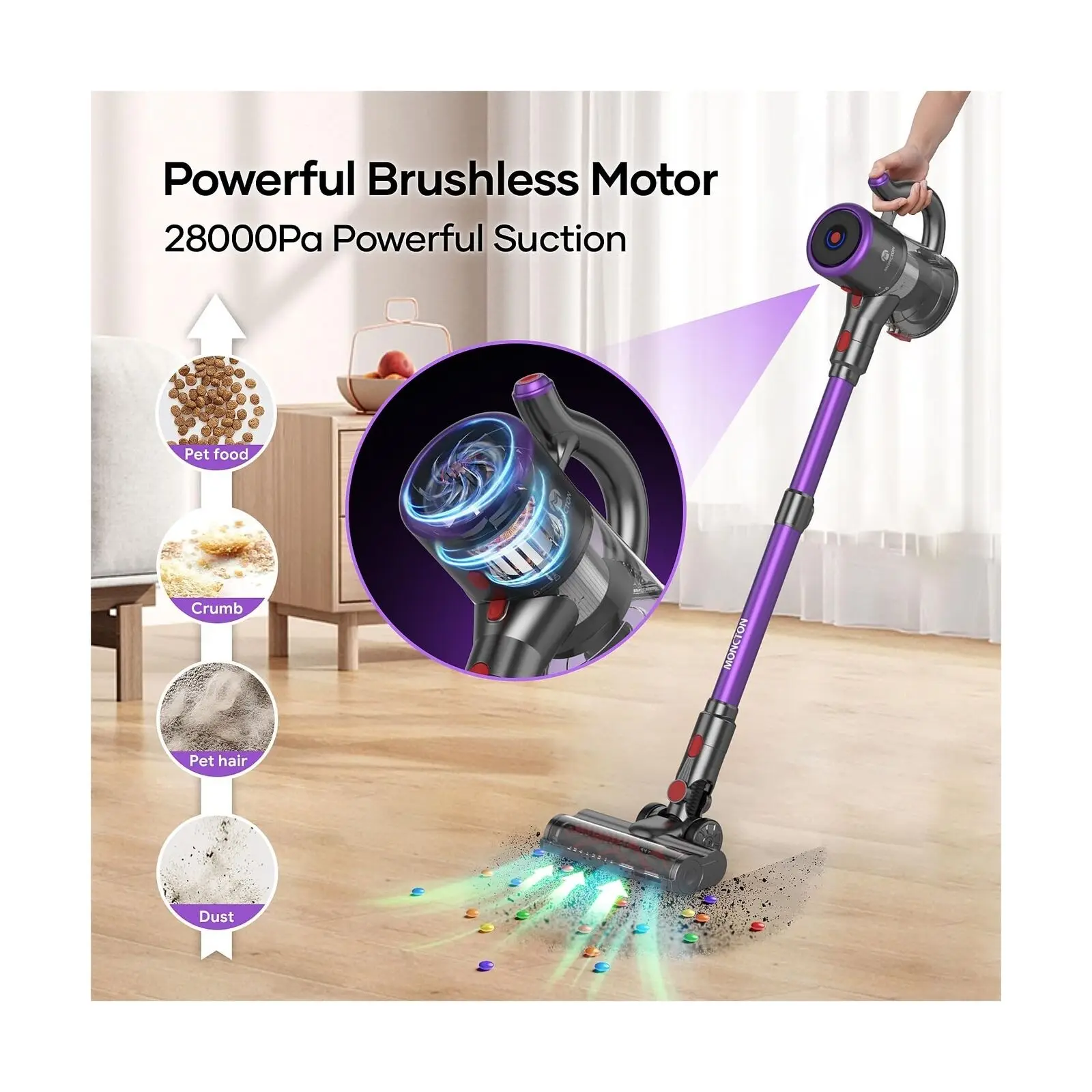 Logo Color customization LANJI W15 OEM Vertical Bagless Cordless Powerful Battery Stick Handheld Vacuum Cleaner