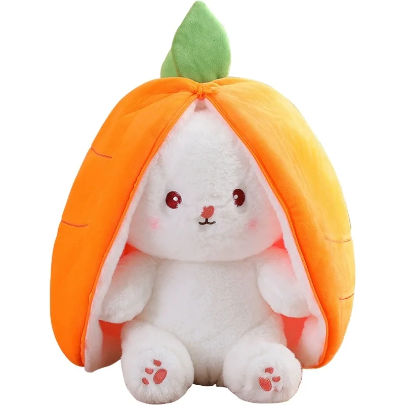 Wholesale Easter Rabbits Toys Reversible Carrots Strawberrys Orange Pink Bunny Plush Toys Stuffed Animal Rabbit