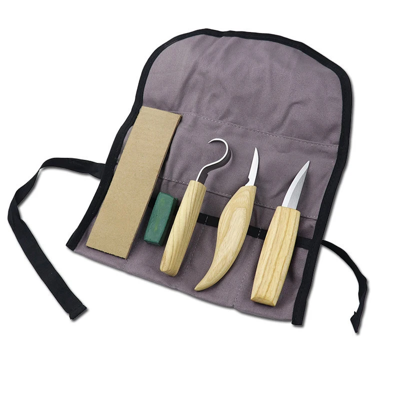 Hot Sale 5 in 1 Walnut Carving Knife Hand Carving Pattern Tool Wood Sharpener Wood Scraper Woodworking Carving Set