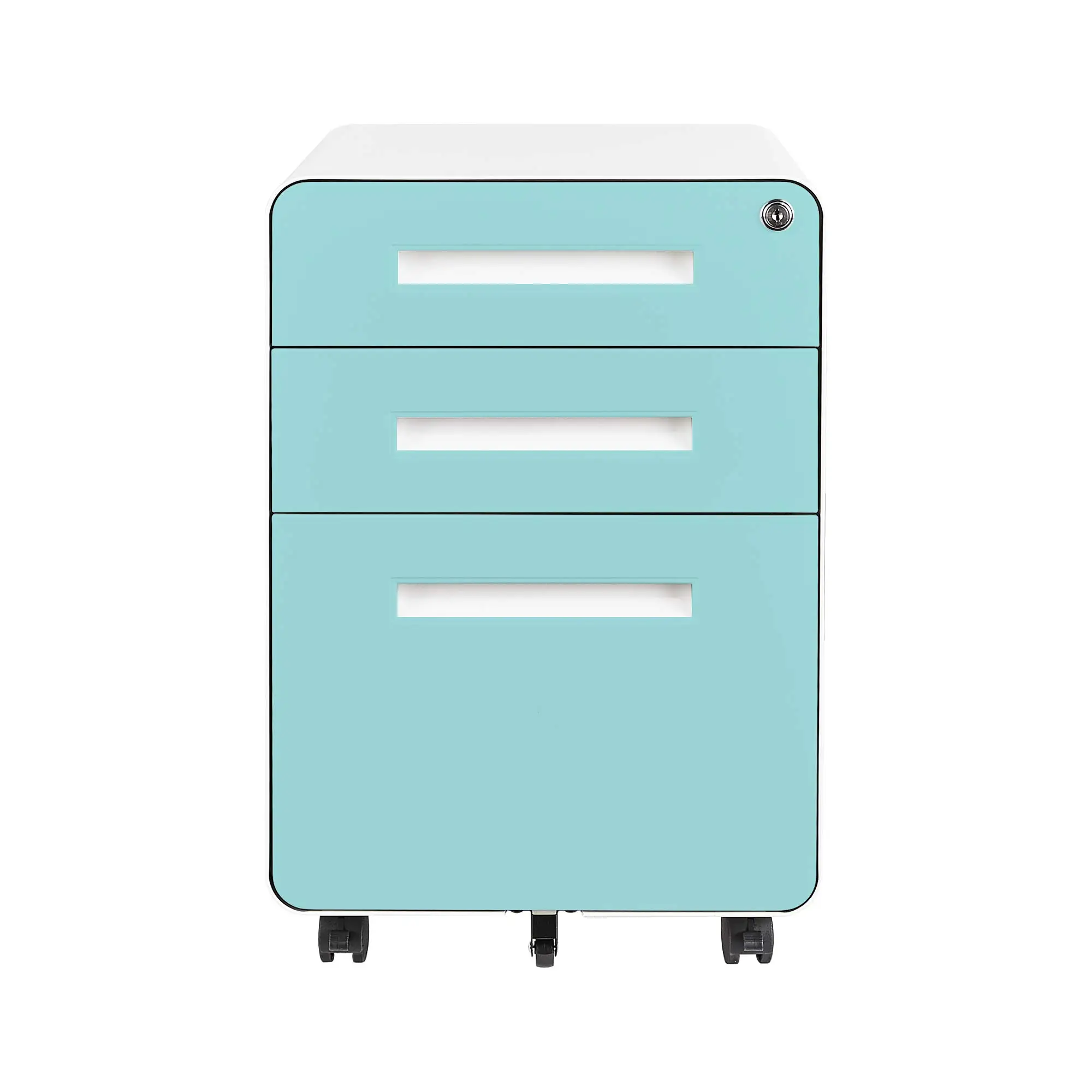 Customizable Secure 3-Drawer Mobile Pedestal File Cabinet with Locking Steel Drawers for Enhanced Safety