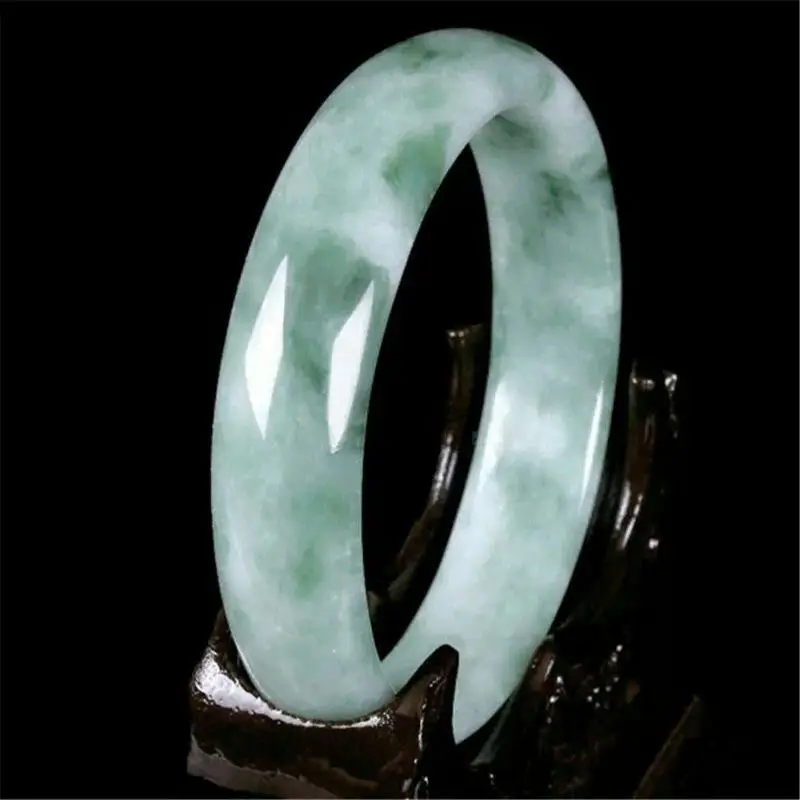 Natural Color Jade Bangle Hand-carved Charm floating flower Green Jade Bangle Fashion Women Jewelry