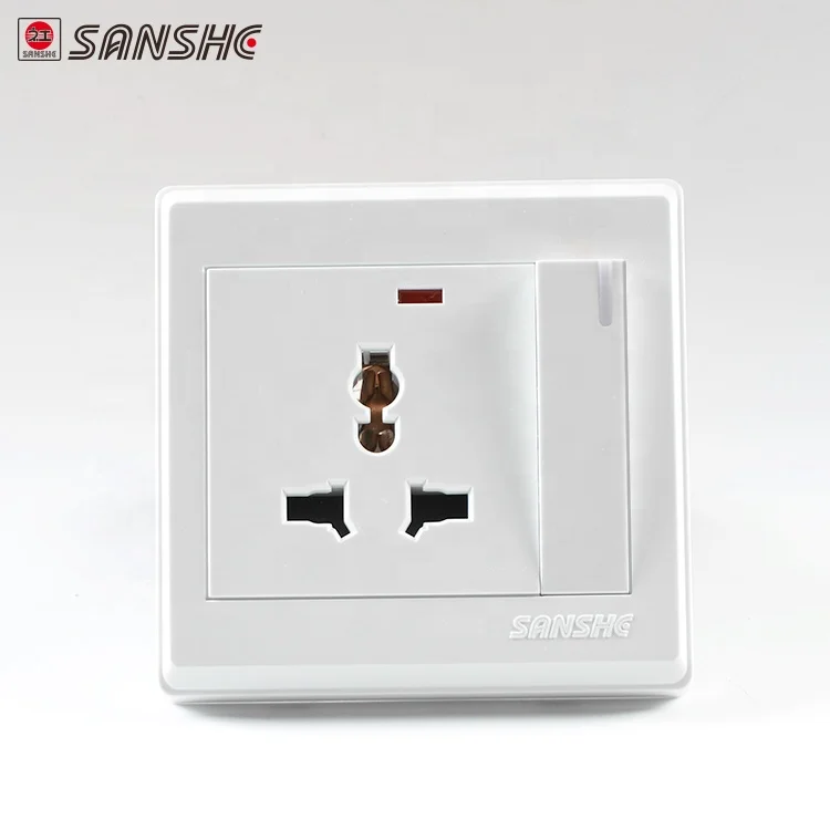 SANSHE modern design british standard electric wall switch with 3 pin flat socket