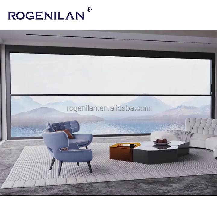 Windproof Electric Aluminium Alloy Glass Lift Window Customised Insect Screen Lift Smart Balcony Aluminium Alloy Electric Window